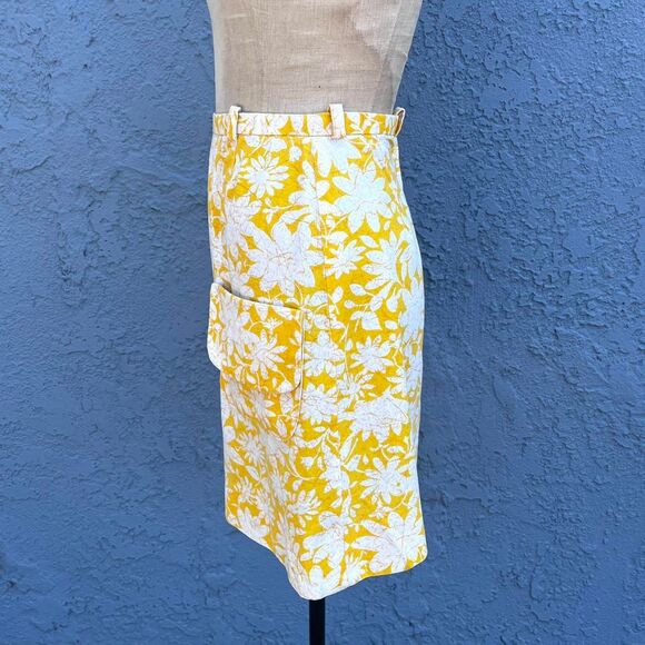 70s Yellow Floral Skirt A-Line Mod Retro Clothing twee - Picture 5 of 7